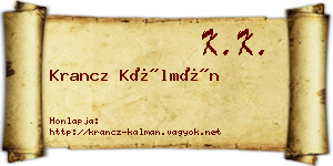 Krancz Kálmán névjegykártya