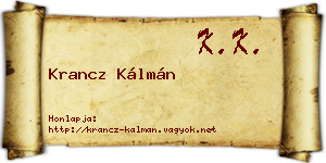 Krancz Kálmán névjegykártya